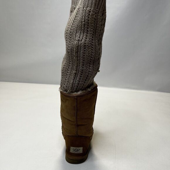UGG Women's Tularosa Knit Detachable Knit Collar Boots Chestnut Brown Sz 7 3178 - Picture 3 of 16